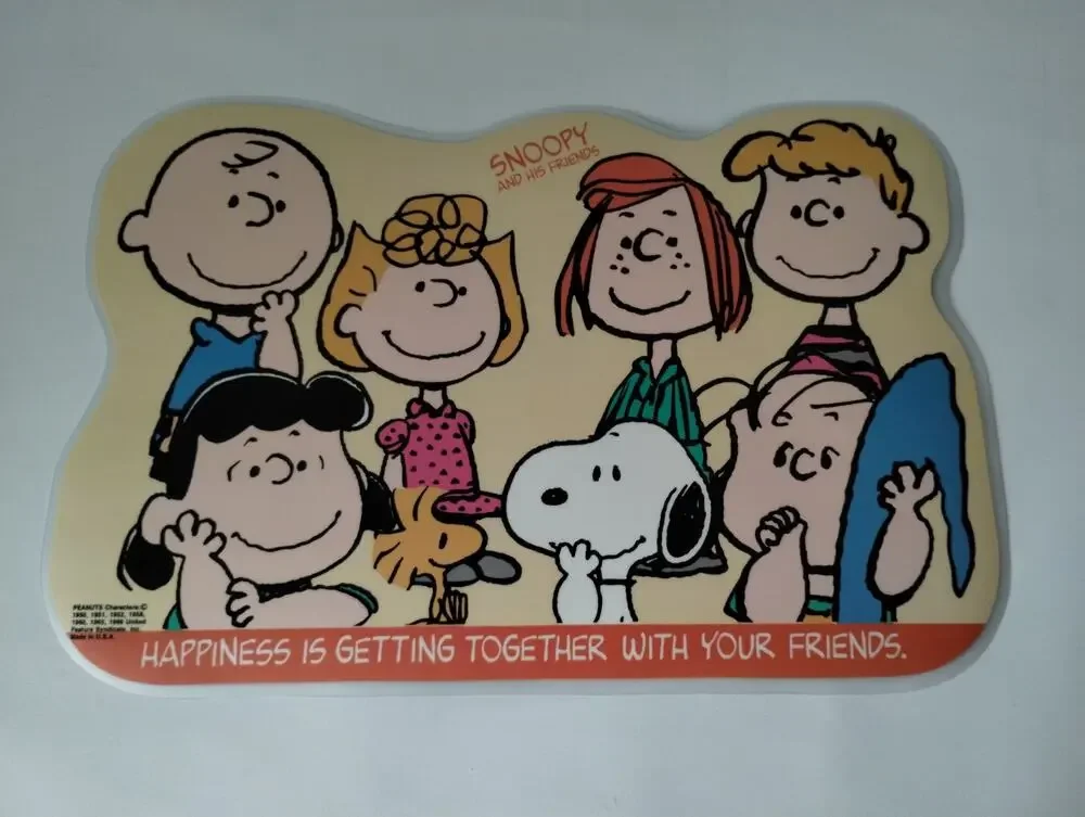 Snoopy And Friends Vinyl Placemat “Happiness With Friends” Double Sided